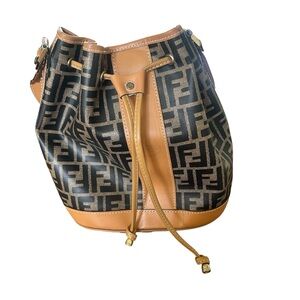 Fendi Tan and Black Bucket Bag